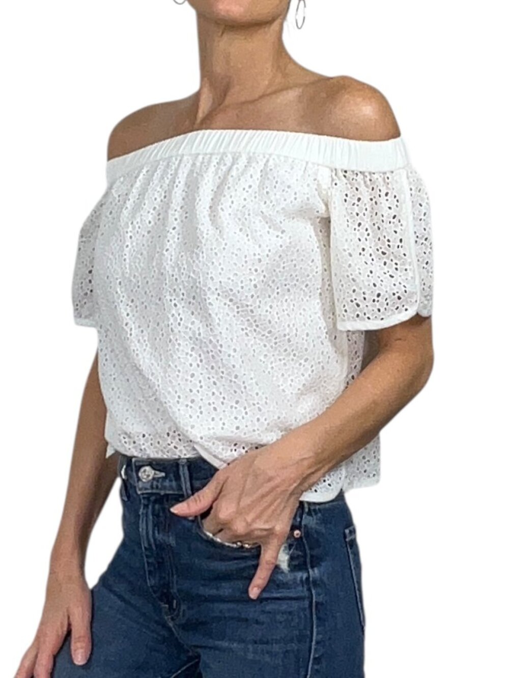 Rag And Bone Flavia Top Blouse 2XS XXS White Off The Shoulder NEW - Picture 2 of 16